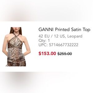 Ganni Brown Leopard Print Blouse NEW WITH TAGS